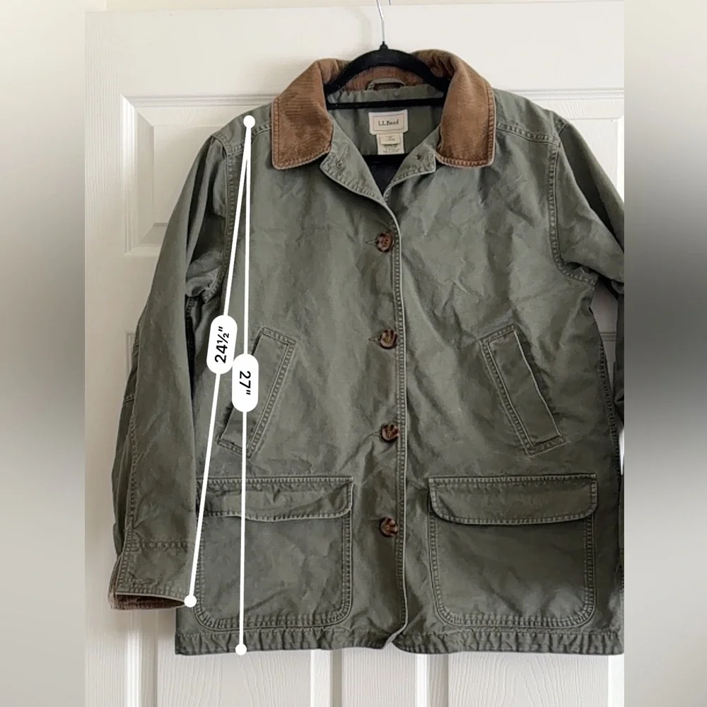 L.L. Bean Canvas Barn Jacket | Corduroy Collar | Women’s Large - Picture 7 of 10